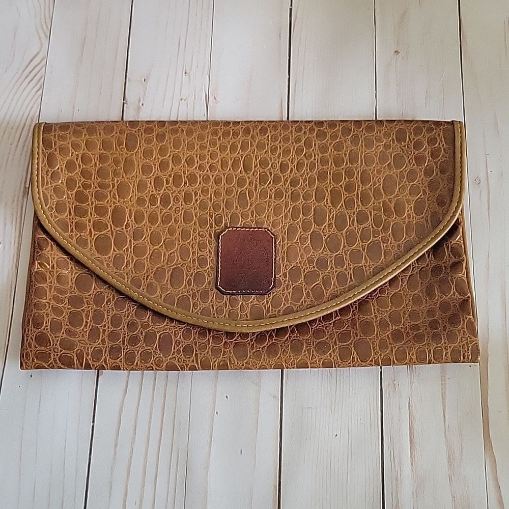 Oreste Franzi Crocodile Printed Leather Enveloped Clutch Bag Vintage